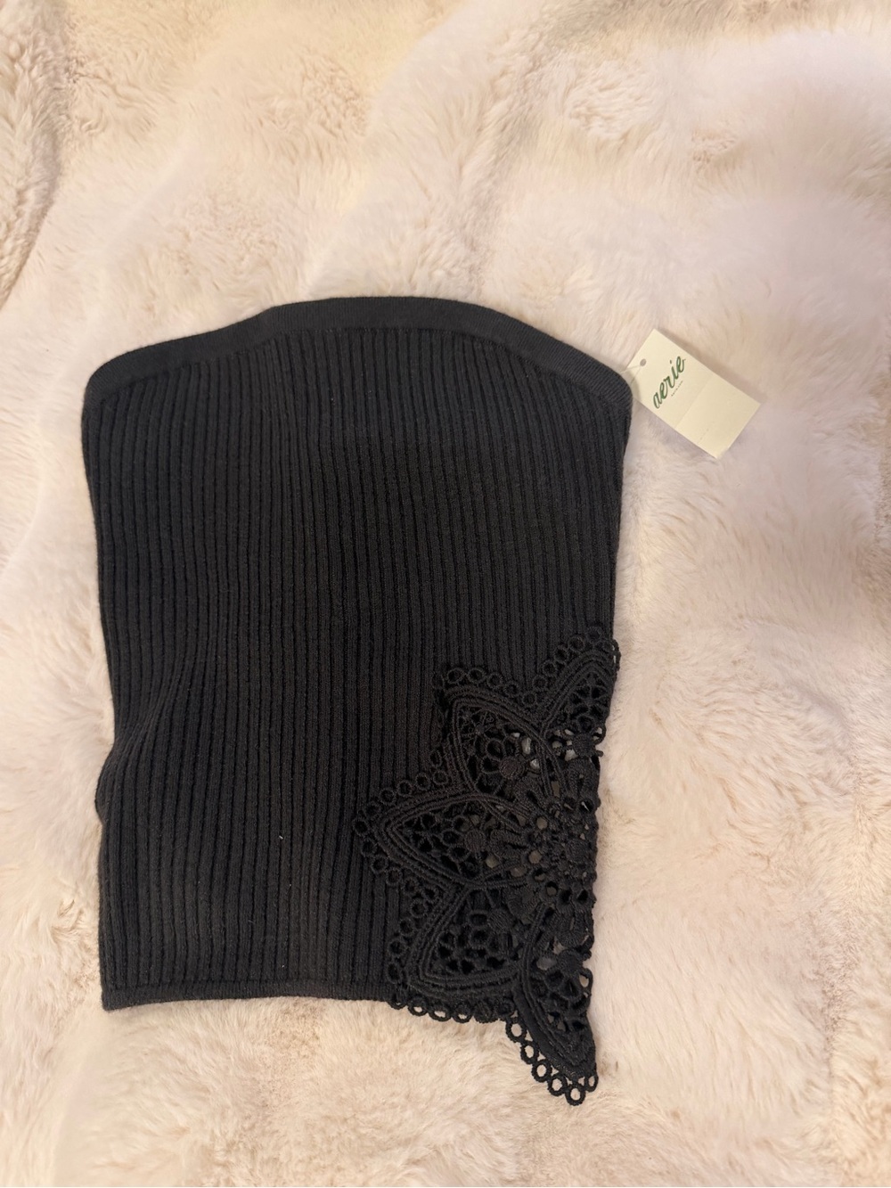 NWT Aerie Ribbed Strapless Tube Top with Lace Appliqué